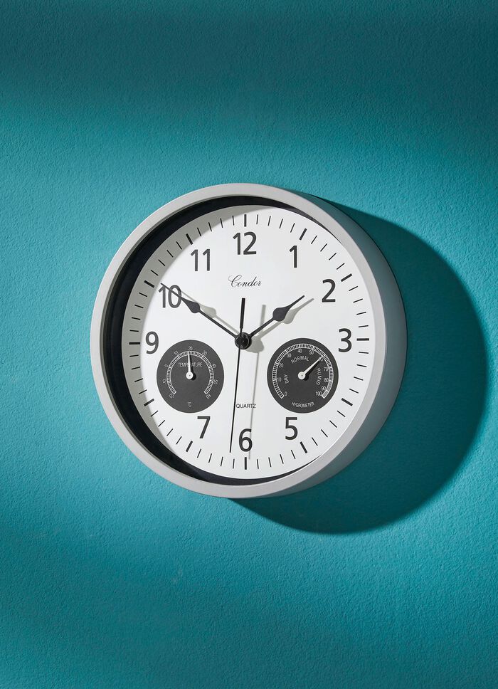 Wandklok met thermometer en hygrometer 