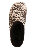 Laurina, trendy damespantoffels met luipaardmotief BRUIN-ZWART