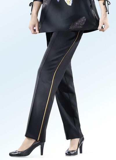 Broek met trendy contrastbiezen 