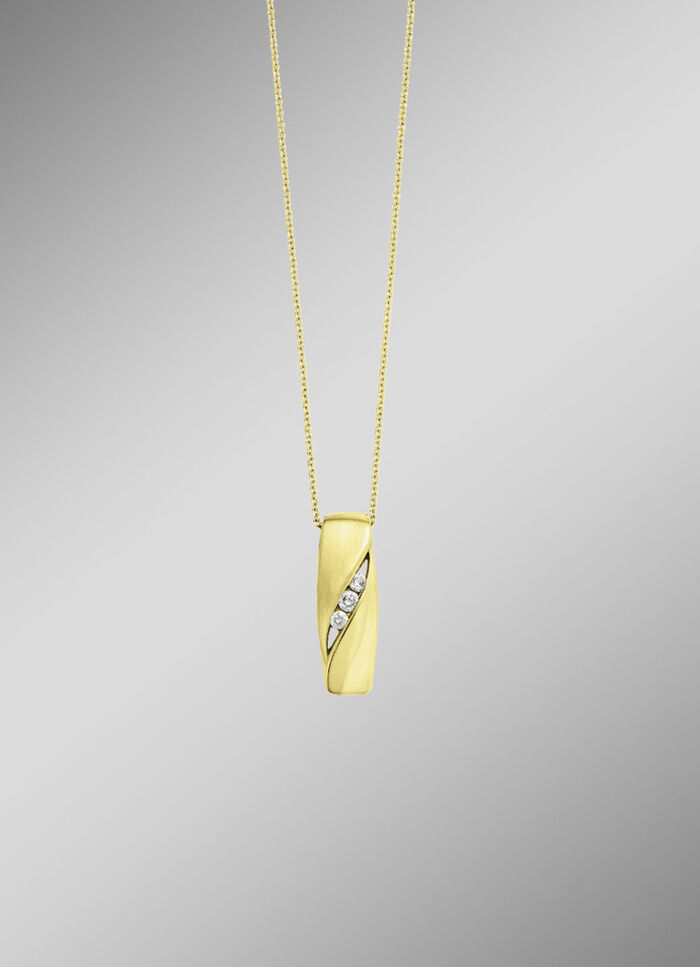 Elegantie in goud: hanger met 3 diamanten 