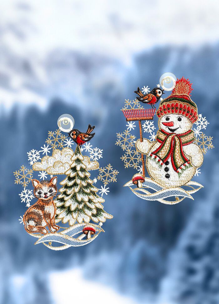 Raamafbeelding, set van 2 met zuighaken 