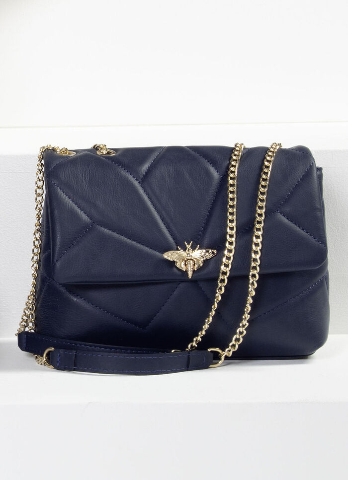 Laurina tas met knevelsluiting in extravagante libellevorm DONKERBLAUW