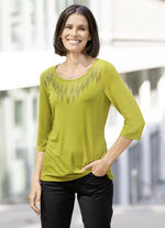 Shirt met borddecoratie in 2 kleuren PISTACHE