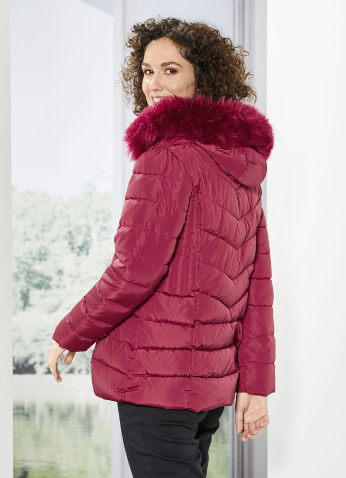 Jas met afneembare kunstbontkraag 