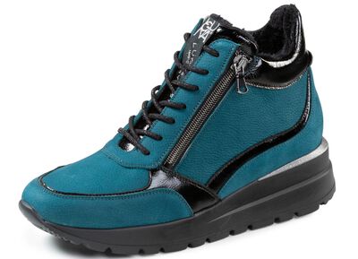 Ranger bootie met veters en laklederen biesjes 