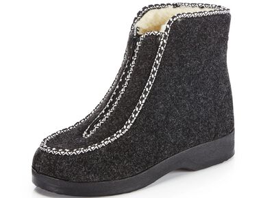 Warme damespantoffels, breedte H, met rits 