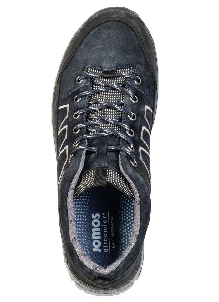 Ademende heren veterschoenen, breedte K, met uitneembaar voetbed DUNKELBLAU-SCHWARZ
