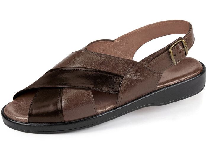 Sandaal met anatomisch gevormd leren voetbed 