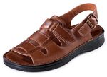 Gemini, klassieke herensandalen, met klittenbandsluiting COGNAC