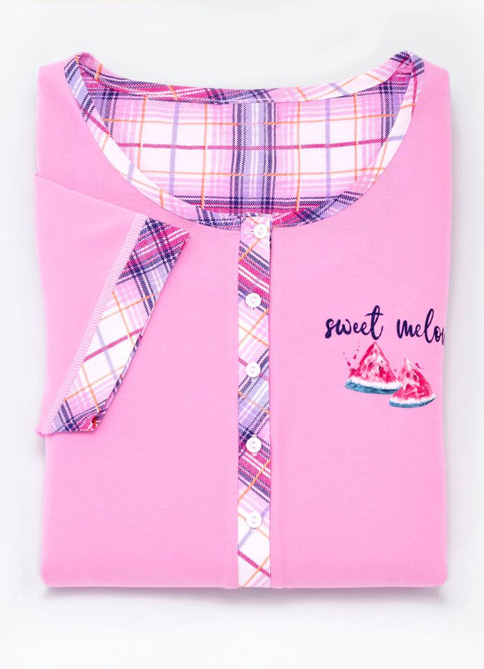 Twee-pack nachthemden van duurzaam katoen met knoopsluiting 