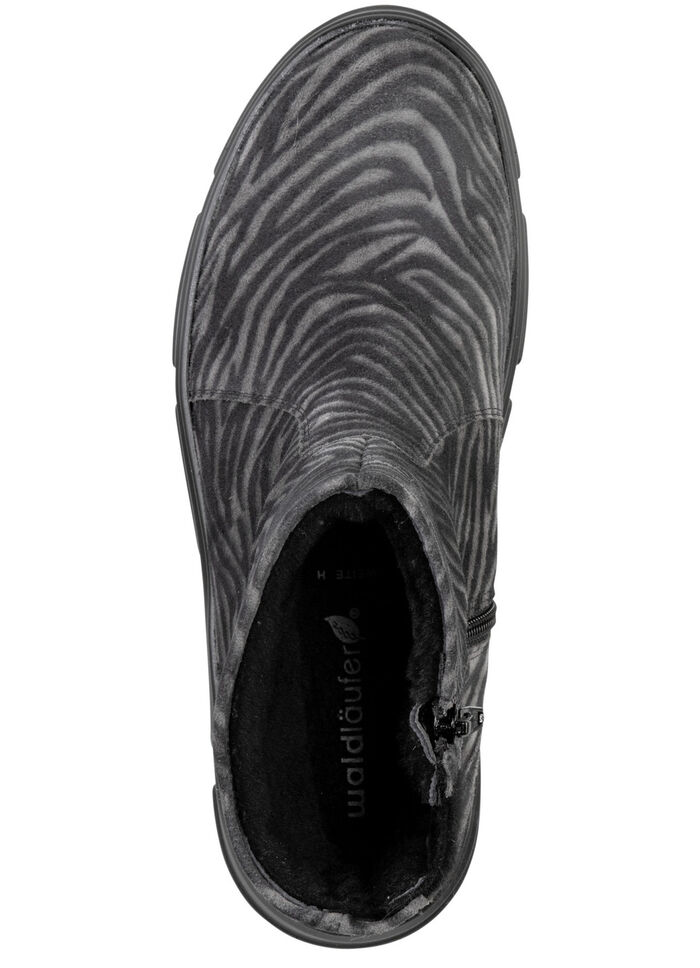 Waldläufer enkellaarzen met zebra-design ZWART-GRIJS
