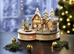 Verlicht houten wintertafereel 