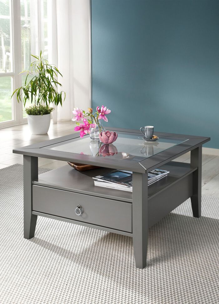 Salontafel van massief grenenhout GRIJS