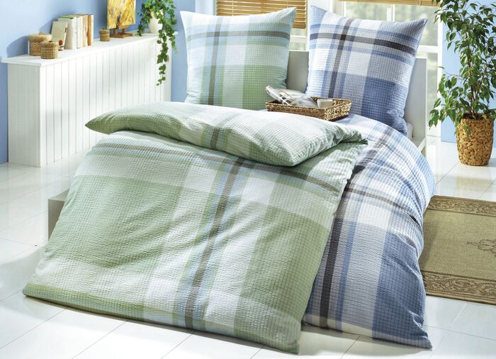 Strijkvrije beddengoedset van Biberna BLAUW