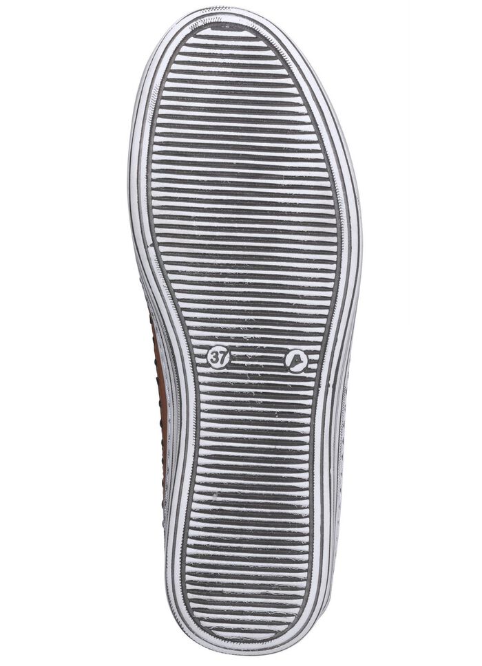 Gemini laarsje van rundnappaleer met decoratieve perforaties ZWART-BRUIN