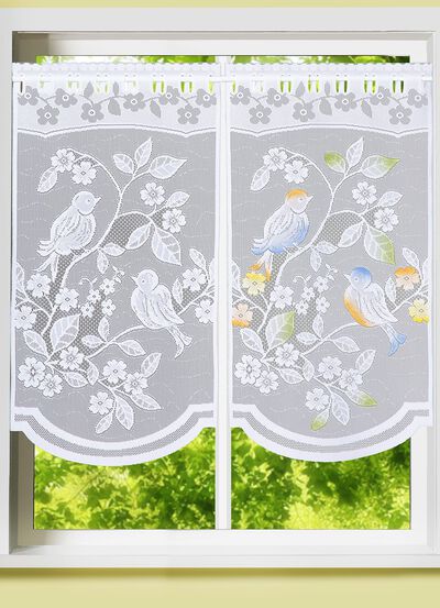 Raam- en deurgordijn 'Vogeltje' in verschillende kleuren 
