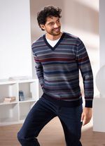 Gestreepte V-hals trui in 2 kleuren 