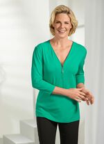 Shirt met rits op de V-hals 