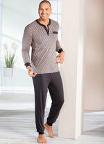 Pyjama met knoopsluiting en manchetten 