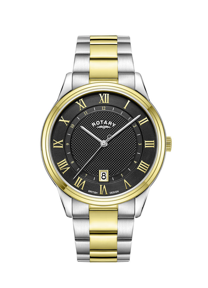 Roterend quartz herenhorloge in bicolor 