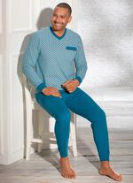 Pyjama met V-hals, borstzak en boorden 