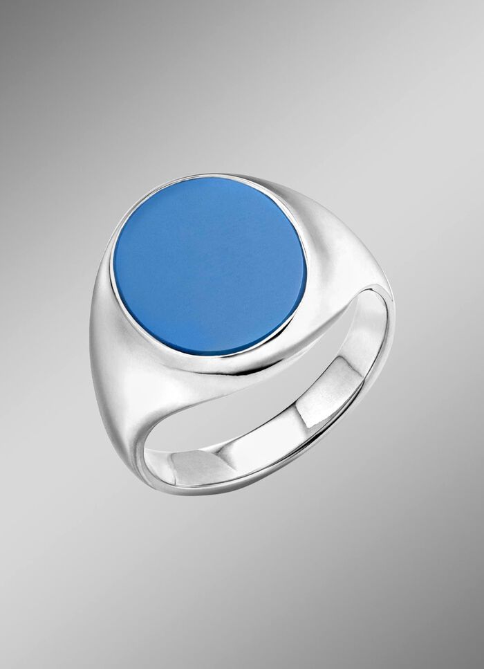 Herenring van zilver met gelaagde steen 