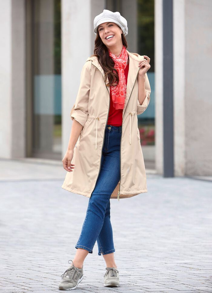 Korte jas met vaste capuchon BEIGE