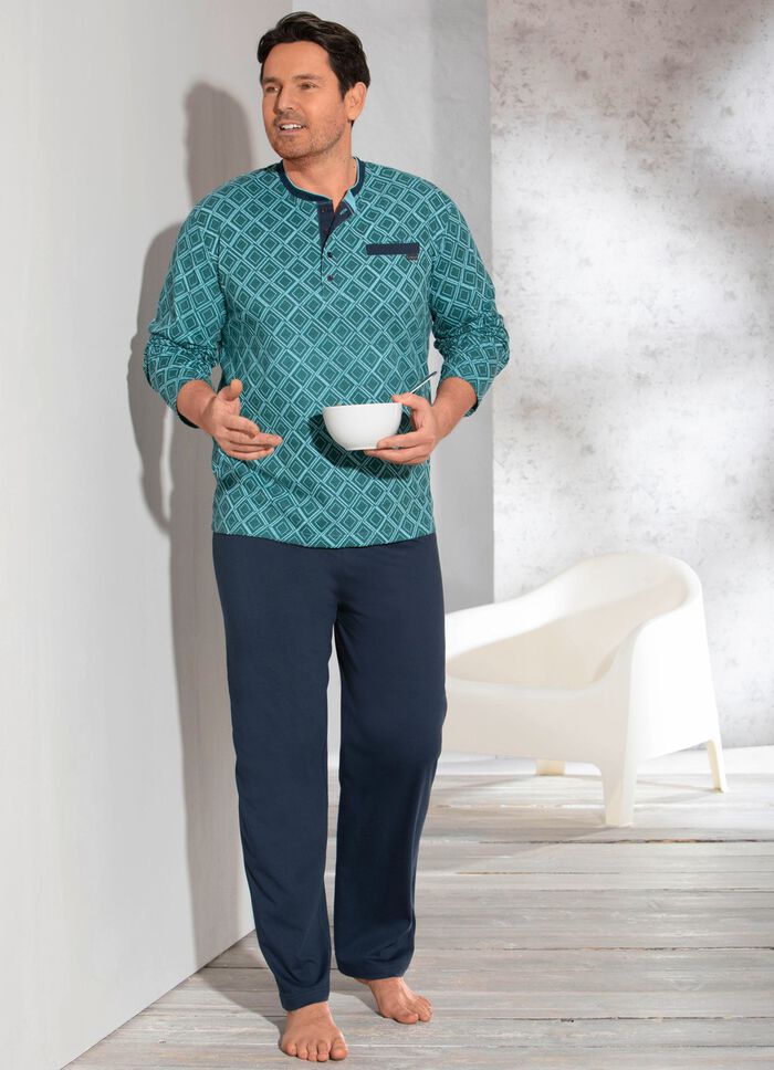 Pyjama met knoopsluiting en borstzakje / duurzame katoenteelt 