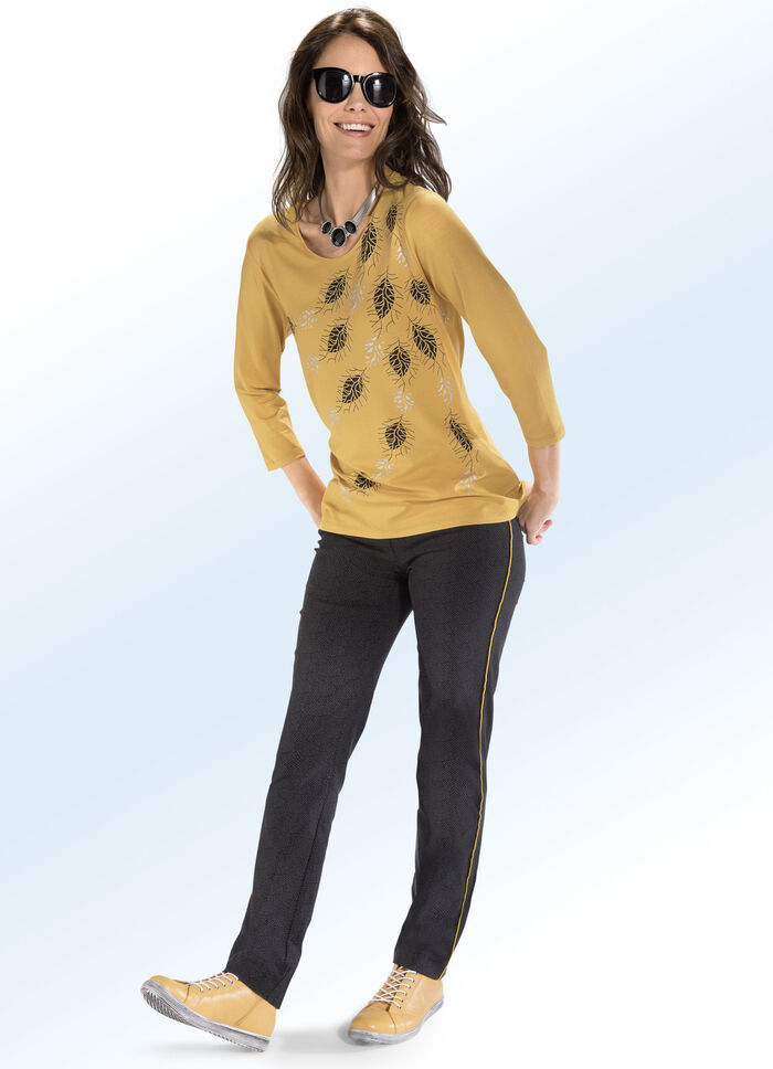 Broek met stijlvolle vissengraatlook 