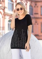 Shirt met uitgebreide bordversiering in 2 kleuren ZWART