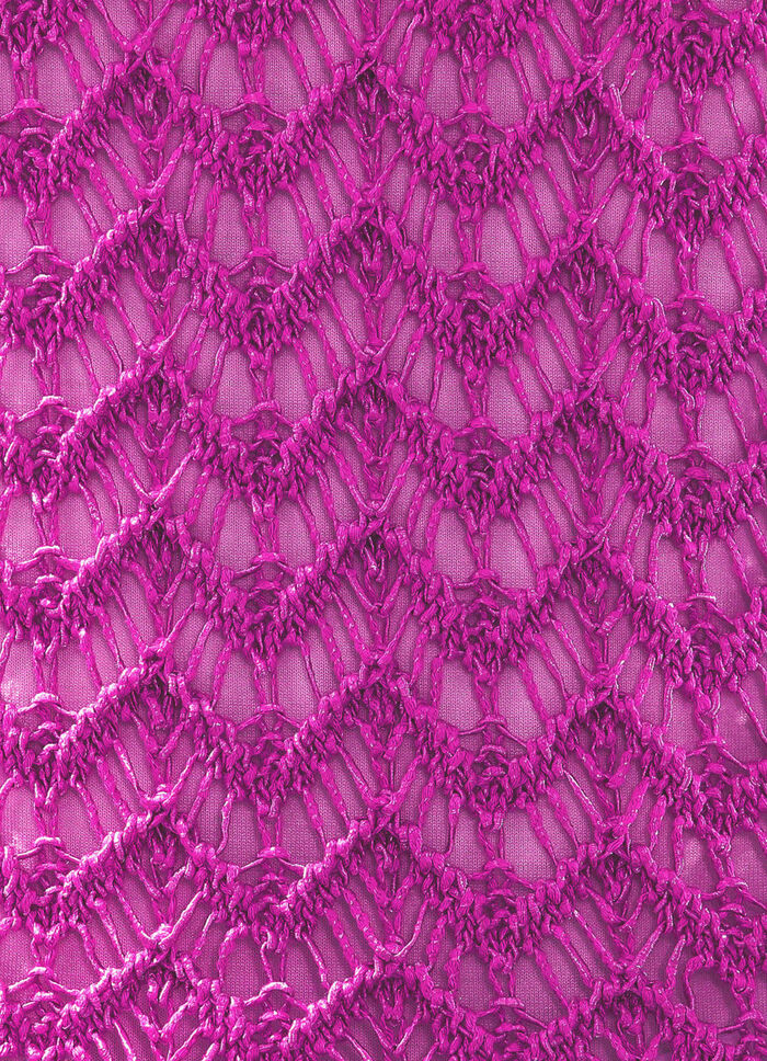 Trui van hoogwaardig garen met glanzend effect FUCHSIA GEMÊLEERD