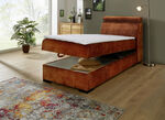 Boxspringbed op hoogwaardig frame van echt hout TERRACOTTA