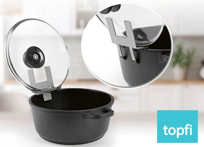 Potdekselhouder "Topfi" gemaakt van roestvrij staal 