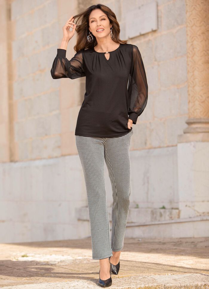 Broek met trendy pied-de-poule-patroon 