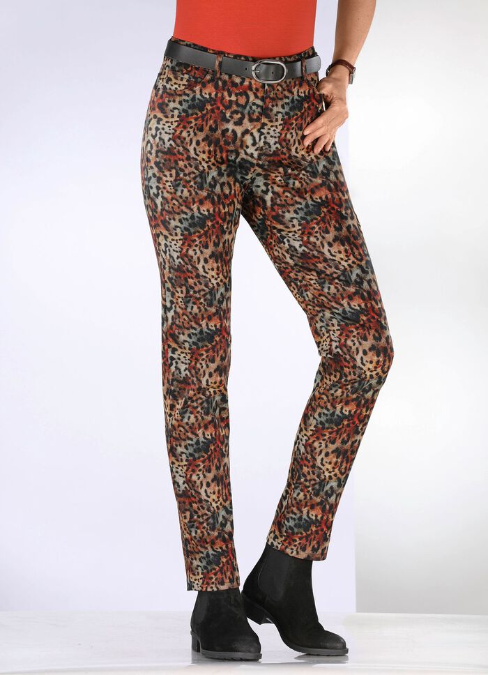 Broek in trendy dierenbont-design 