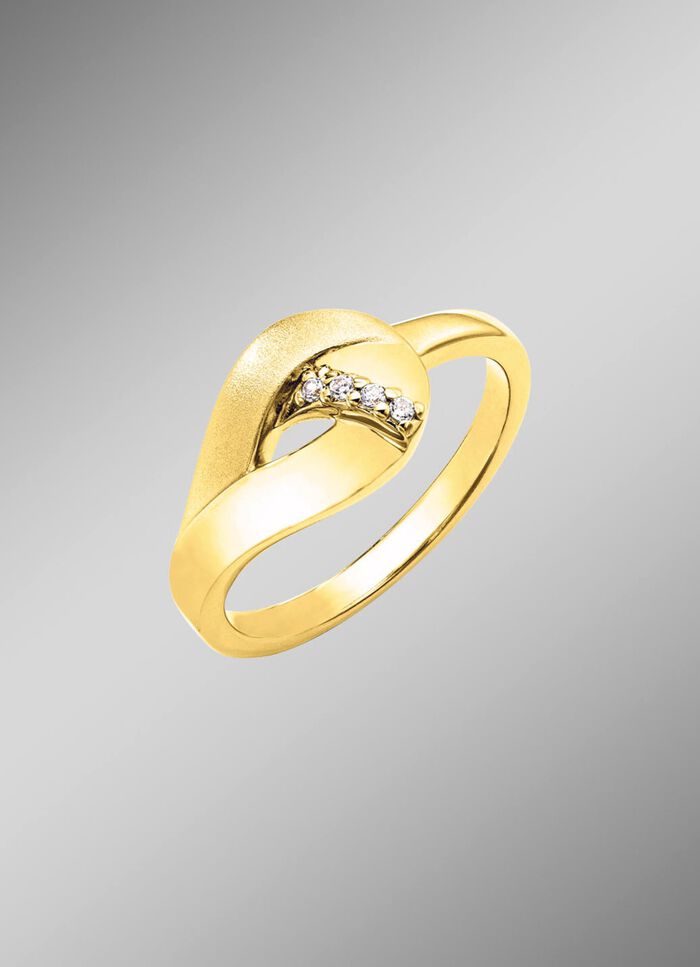 Vergulde damesring met zirkonia - 