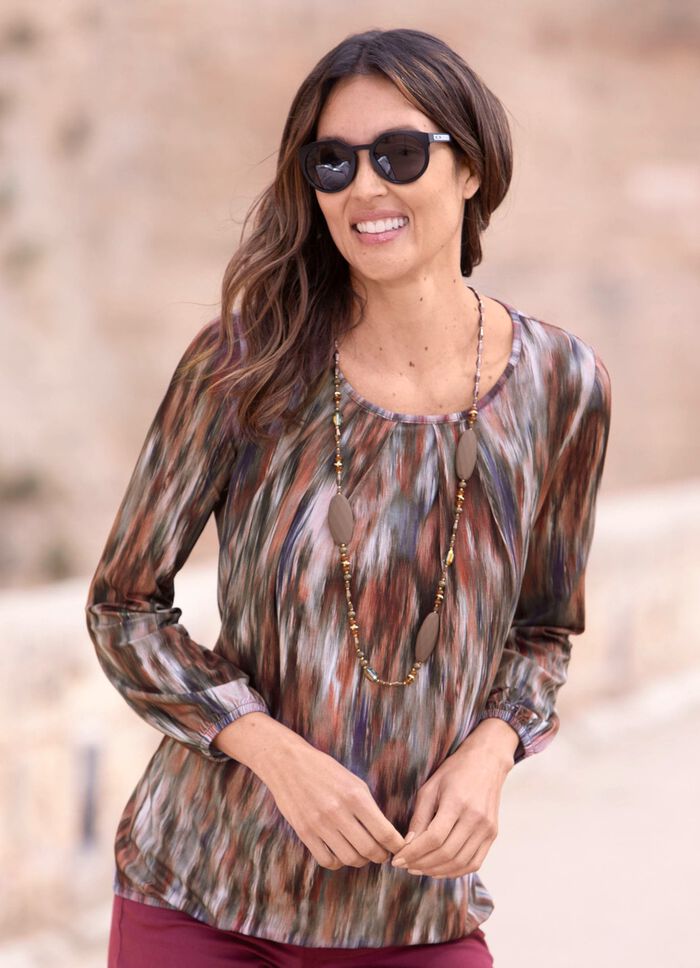 Shirt met ronde halslijn TERRACOTTA-PAARS-GRIJS