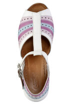 Gemini sandaal met bandjes en decoratieve perforaties WIT-BONTE