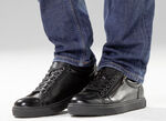 GINO GALANTE, klassieke herensneakers, met uitneembaar voetbed ZWART