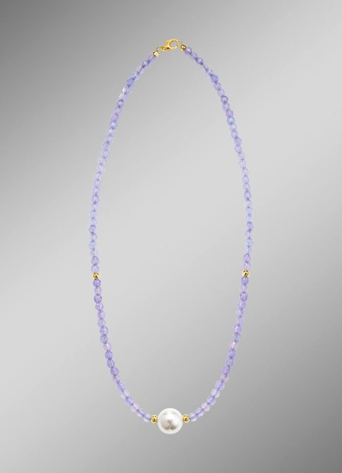 Ketting met parelglans en edelsteenglans 