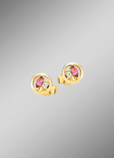 Oorstekers met edelstenen en synthetische zirkonia 