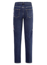 Jeans met handgeschilderde bloemmotieven 