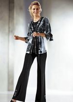 Zeer modieuze tuniek in een 2-in-1 look GRIJS-ZWART