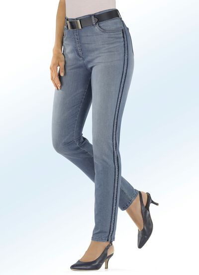Jeans met trendy galonstrepen 