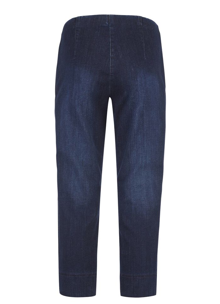 Capri-jeans met elastische plooien 