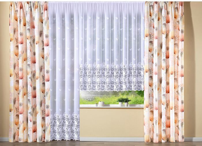 Prachtig lang glasgordijn met automatische plooiband 