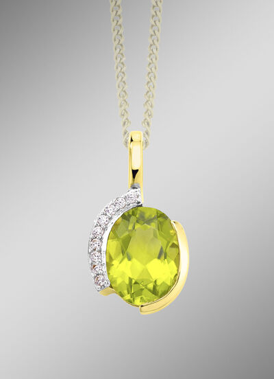 Hanger met echte peridoot en synthetische zirkonia 