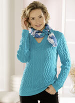 Trui van een structuurmix TURQUOISE