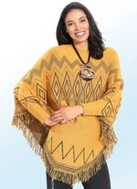 Poncho trui met glitteraccenten SAFFRAAN-ZWART