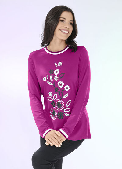 Shirt met contrastprint in 2 kleuren 